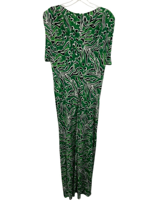 Diane Von Furstenberg Size L Green, Black, White Viscose Short Sleeve Maxi Dress Green, Black, White / L