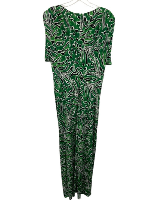 Diane Von Furstenberg Size L Green, Black, White Viscose Short Sleeve Maxi Dress Green, Black, White / L