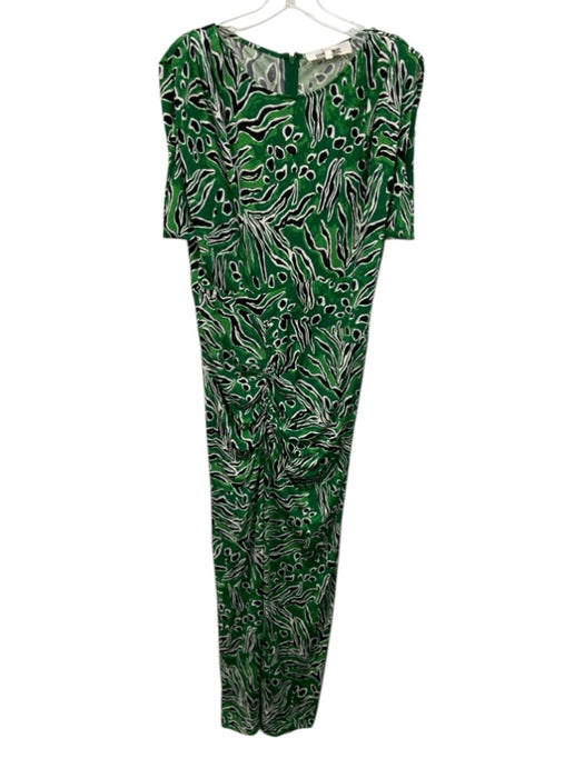 Diane Von Furstenberg Size L Green, Black, White Viscose Short Sleeve Maxi Dress Green, Black, White / L