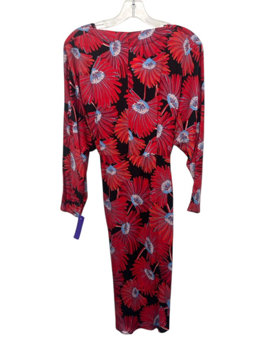 Diane Von Furstenberg Size 8 Red, Blue, Black Viscose & Ecovero 3/4 Sleeve Dress Red, Blue, Black / 8