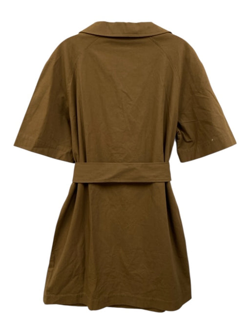 Paule Ka Size 44 Dark Olive Green Cotton Short Sleeve Snaps Collar Dress Dark Olive Green / 44
