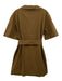 Paule Ka Size 44 Dark Olive Green Cotton Short Sleeve Snaps Collar Dress Dark Olive Green / 44