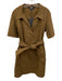 Paule Ka Size 44 Dark Olive Green Cotton Short Sleeve Snaps Collar Dress Dark Olive Green / 44