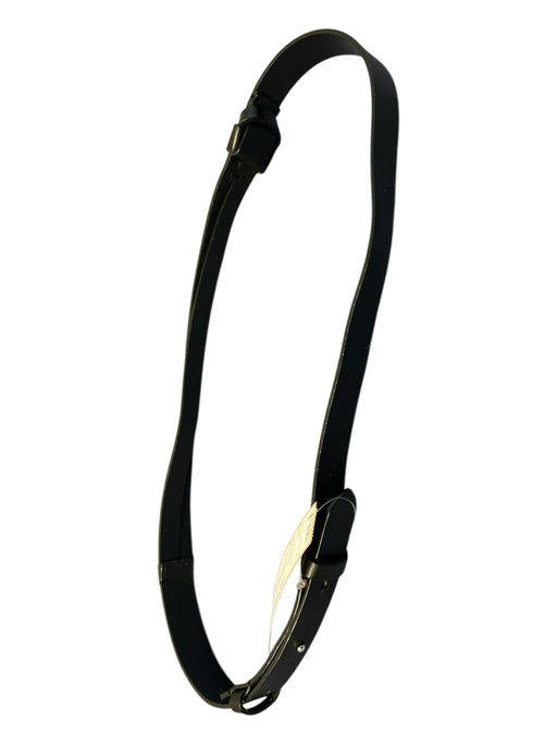 M M Lafleur Black Leather No Buckle Split Knot Detail Belts Black / M/L