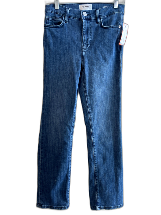 Frame Size 26 Medium Wash Cotton High Waist Zip Fly Straight Leg Jeans Medium Wash / 26