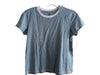 Frame Size S White & Teal Cotton Crew Neck Short Sleeve Horizontal Stripe Top White & Teal / S
