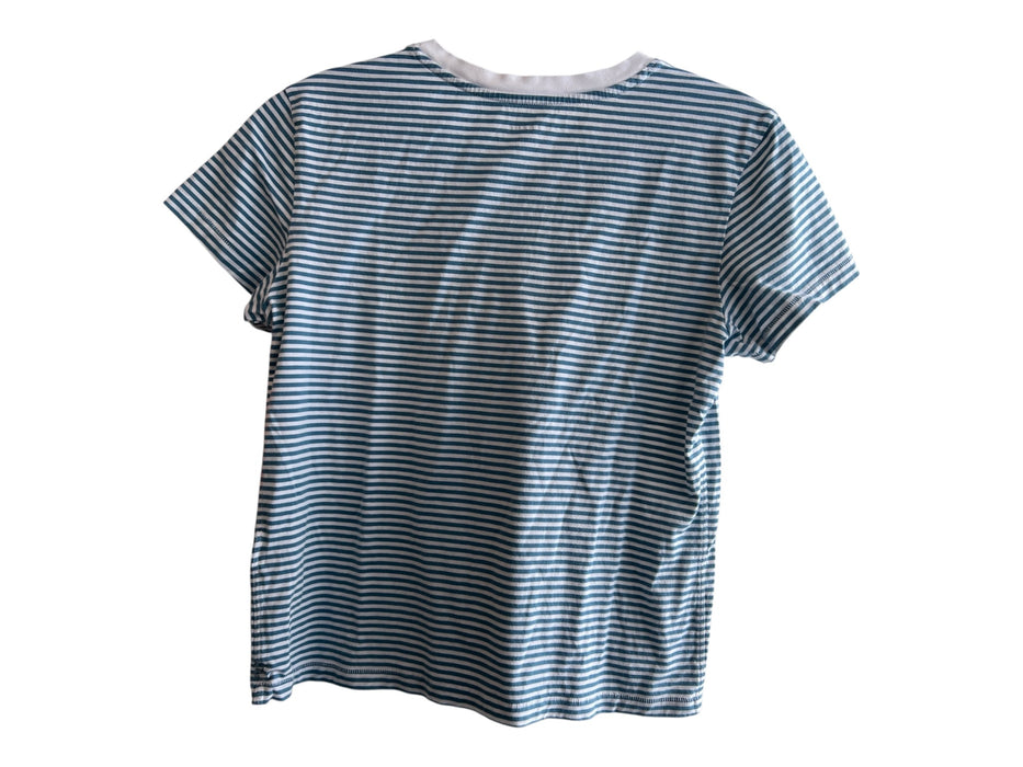 Frame Size S White & Teal Cotton Crew Neck Short Sleeve Horizontal Stripe Top White & Teal / S