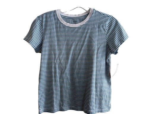 Frame Size S White & Teal Cotton Crew Neck Short Sleeve Horizontal Stripe Top White & Teal / S