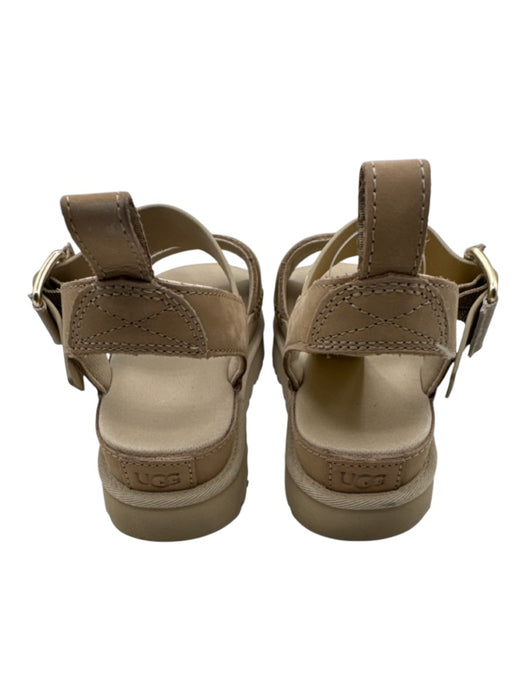 Ugg Shoe Size 8 Beige Brown Leather Platform Buckle Strap Foam Sole Sandals Beige Brown / 8