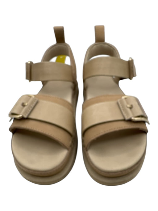 Ugg Shoe Size 8 Beige Brown Leather Platform Buckle Strap Foam Sole Sandals Beige Brown / 8