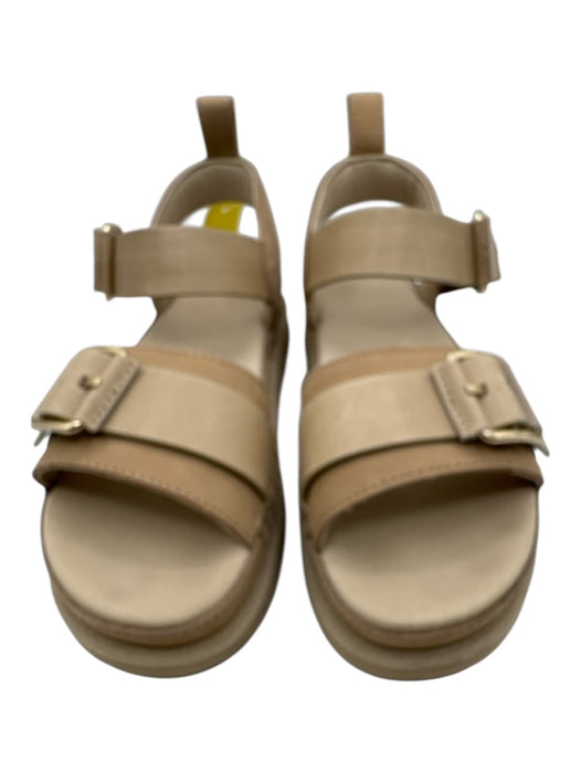 Ugg Shoe Size 8 Beige Brown Leather Platform Buckle Strap Foam Sole Sandals Beige Brown / 8