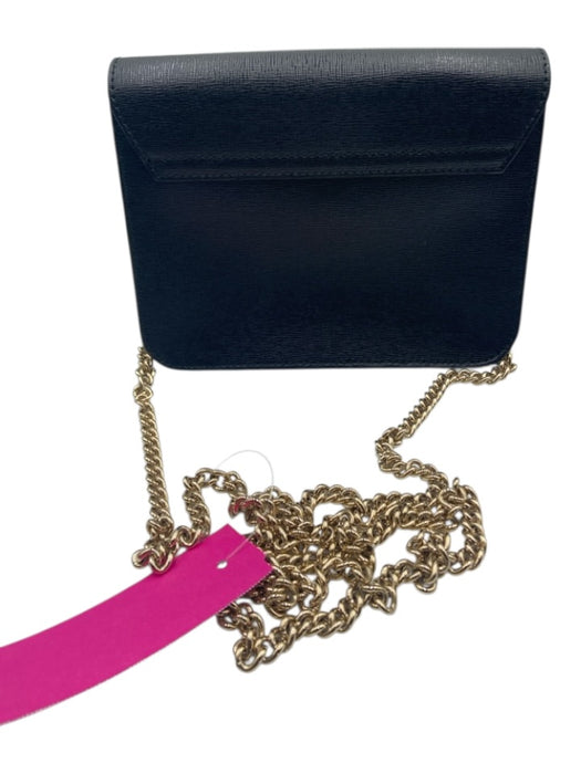 Furla Black & Gold Patent Leather clasp closure Crossbody Bag Black & Gold / S