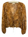L'agence Size S Brown & Beige Polyester Long Sleeve V Neck Animal Print Top Brown & Beige / S