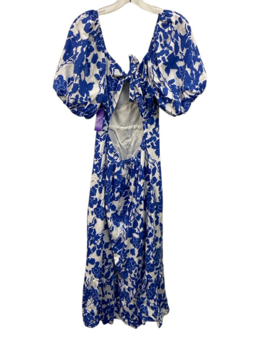 Hyacinth House Size L Blue & White Cotton Sweetheart Neckline Back Tie Dress Blue & White / L
