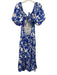 Hyacinth House Size L Blue & White Cotton Sweetheart Neckline Back Tie Dress Blue & White / L