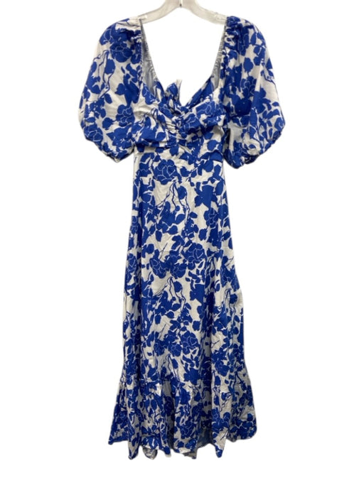 Hyacinth House Size L Blue & White Cotton Sweetheart Neckline Back Tie Dress Blue & White / L