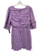 Foxiedox Size M Light Purple Linen 1/2 Puff Sleeve V Neck Lace Detail Dress Light Purple / M