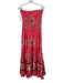 Love The Label Size S Pink & Brown Cotton Strapless Shirred Panels Tiered Dress Pink & Brown / S