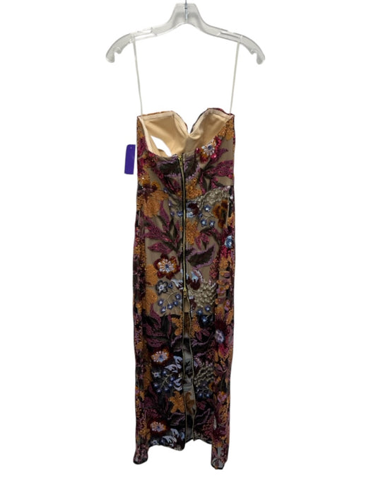Size S Multi Polyester Strapless Mesh Overlay Sequined Zip Detail Dress Multi / S