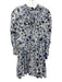 Misa Size XL White & Blue Rayon Blend Botanical Print 3/4 Balloon Sleeve Dress White & Blue / XL