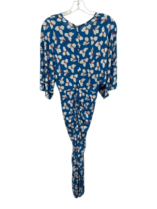 Diane Von Furstenberg Size S Blue, White & Pink Viscose 1/2 Dolman Sleeve Dress Blue, White & Pink / S