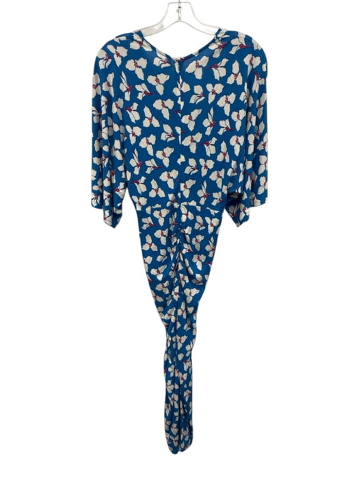 Diane Von Furstenberg Size S Blue, White & Pink Viscose 1/2 Dolman Sleeve Dress Blue, White & Pink / S