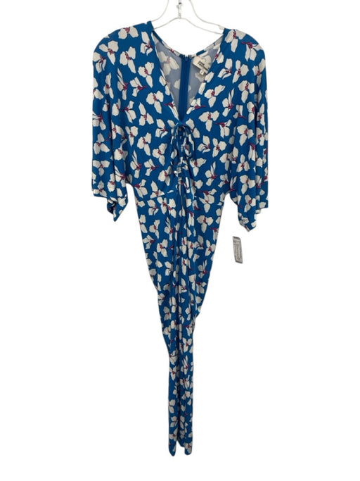Diane Von Furstenberg Size S Blue, White & Pink Viscose 1/2 Dolman Sleeve Dress Blue, White & Pink / S