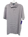 Peter Millar Size L Purple & White Polyester Striped Polo Men's Short Sleeve Purple & White / L