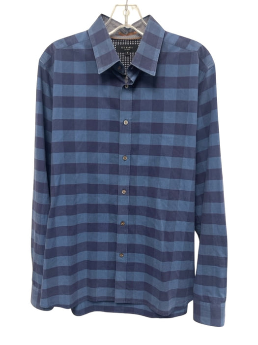 Ted Baker Size 5 Blue & Dark blue Cotton Plaid Button Down Long Sleeve Shirt Blue & Dark blue / 5