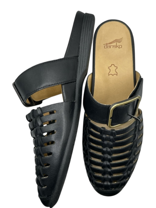 Dansko Shoe Size 38 Black Leather Caged Buckle Open Back Sandals Black / 38