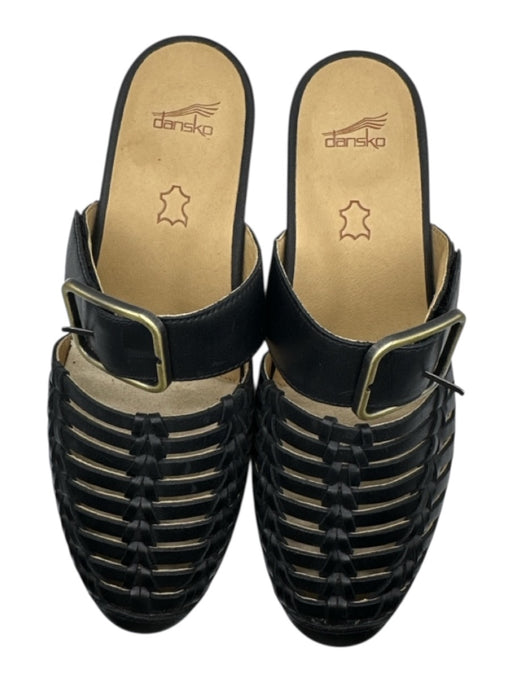 Dansko Shoe Size 38 Black Leather Caged Buckle Open Back Sandals Black / 38