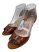 Manolo Blahnik Shoe Size 37.5 Brown Alligator Leather Open Toe Mid Heel Sandals Brown / 37.5