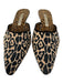 Manolo Blahnik Shoe Size 38 Black & Tan Fabric Leopard Mule Pumps Black & Tan / 38