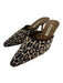 Manolo Blahnik Shoe Size 38 Black & Tan Fabric Leopard Mule Pumps Black & Tan / 38