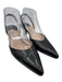 Manolo Blahnik Shoe Size 37.5 Black Leather Kitten Heel Slingback Pumps Black / 37.5