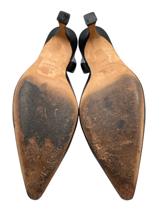 Manolo Blahnik Shoe Size 37.5 Black Leather Kitten Heel Slingback Pumps Black / 37.5