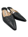 Manolo Blahnik Shoe Size 38 Black Leather Contrast Stitch Kitten Heel Mule Pumps Black / 38
