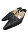 Manolo Blahnik Shoe Size 38 Black Leather Contrast Stitch Kitten Heel Mule Pumps Black / 38
