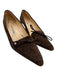Manolo Blahnik Shoe Size 38.5 Brown Suede Whipstitch Bow Kitten Heel Pumps Brown / 38.5
