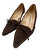 Manolo Blahnik Shoe Size 38.5 Brown Suede Whipstitch Bow Kitten Heel Pumps Brown / 38.5