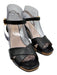 Prada Shoe Size 38 Black Leather Cork Buckle Ankle Strap Wedges Black / 38