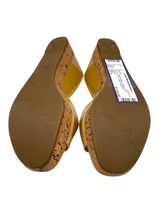 Prada Shoe Size 37.5 Yellow Beige Patent Leather Cork Wedges Yellow Beige / 37.5