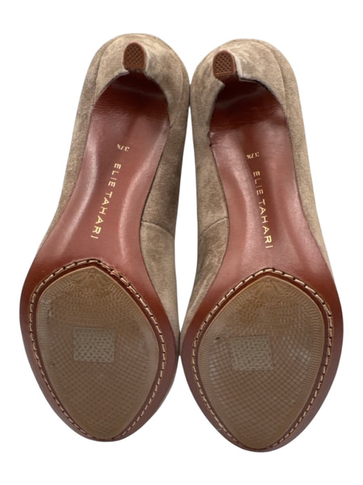 Elie Tahari Shoe Size 37.5 Gray Suede Stacked Heel Round Toe Pumps Gray / 37.5