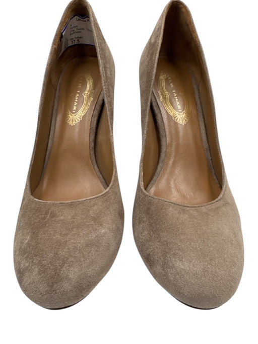 Elie Tahari Shoe Size 37.5 Gray Suede Stacked Heel Round Toe Pumps Gray / 37.5