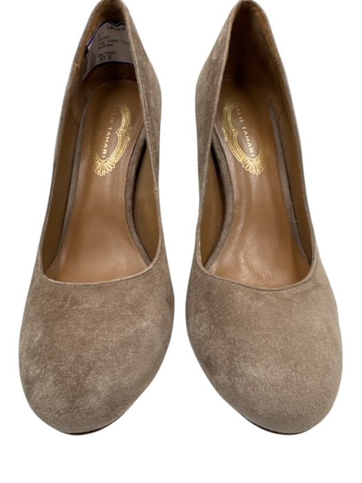 Elie Tahari Shoe Size 37.5 Gray Suede Stacked Heel Round Toe Pumps Gray / 37.5