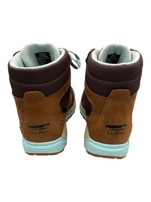 LL Bean Shoe Size 8 Brown & Turquoise Leather Fabric High Top Lace Up Sneakers Brown & Turquoise / 8