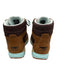 LL Bean Shoe Size 8 Brown & Turquoise Leather Fabric High Top Lace Up Sneakers Brown & Turquoise / 8