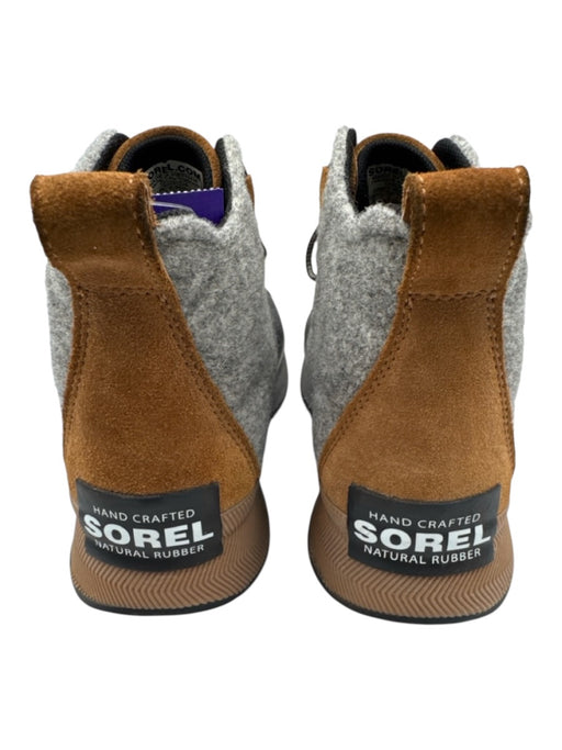 Sorel Shoe Size 8 Gray & Brown Leather Felt High Top Lace Up Duck Sneakers Gray & Brown / 8