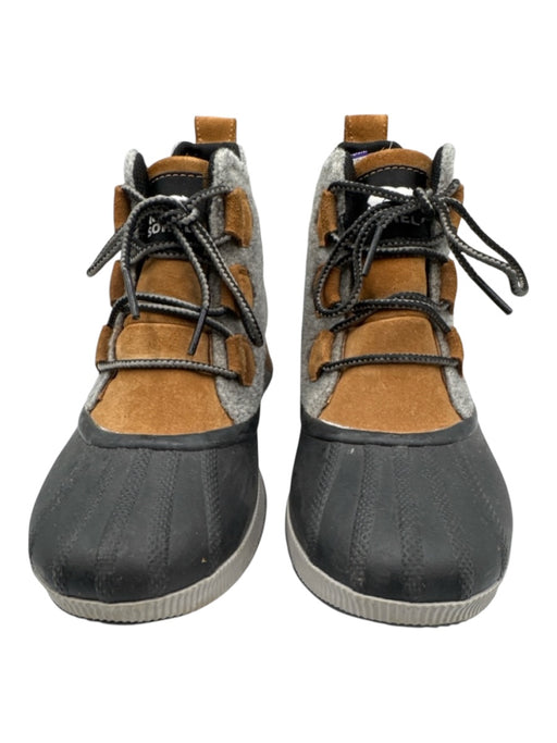 Sorel Shoe Size 8 Gray & Brown Leather Felt High Top Lace Up Duck Sneakers Gray & Brown / 8