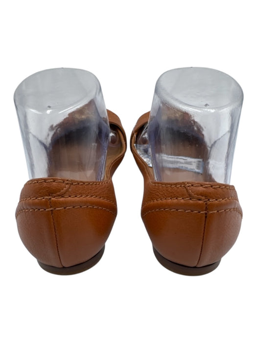 Chloe Shoe Size 38 Cognac Brown Leather Round Toe Logo Buckle Ballerina Flats Cognac Brown / 38